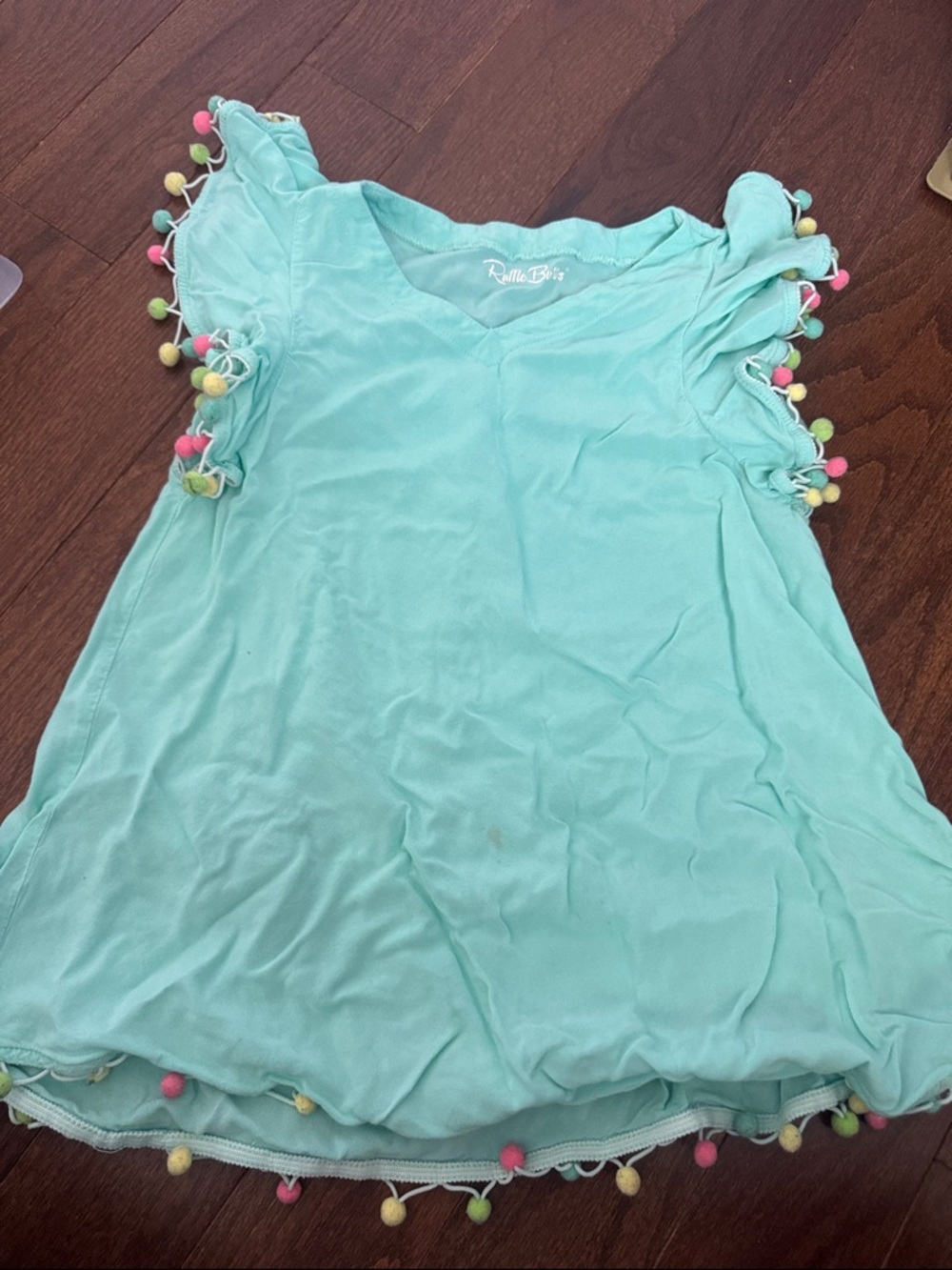 Mint Pom-Pom Sleeve Girls swim cover up